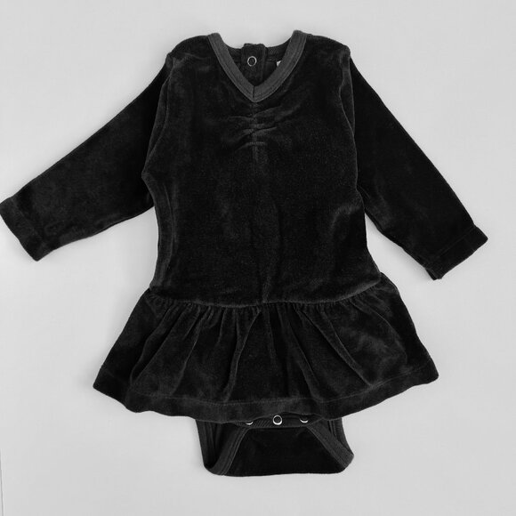 Kate Quinn Velour Skirted Bodysuit / Peplum Dress – Black, 6-12M | NWT - Picture 2 of 6